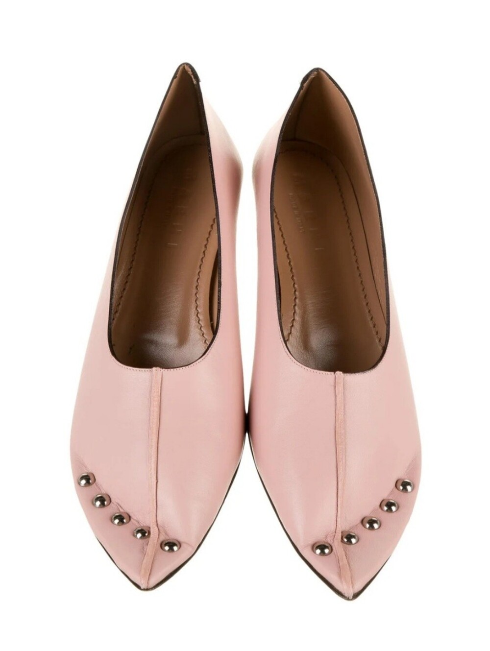 Marni Women's Pink Stud-Embellished Pointed Toe Kitten Heel Size 37 NWB